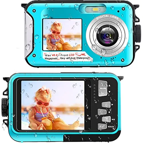 Waterproof Camera Underwater Camera 10FT Dual Screens Selfie