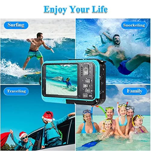 Waterproof Camera Underwater Camera 10FT Dual Screens Selfie