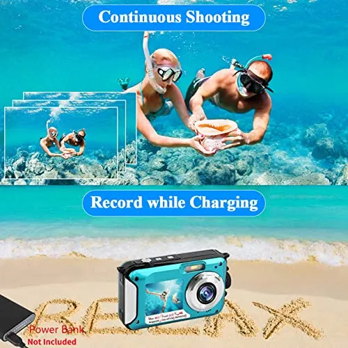 Waterproof Camera Underwater Camera 10FT Dual Screens Selfie