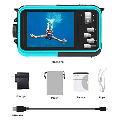 Waterproof Camera Underwater Camera 10FT Dual Screens Selfie