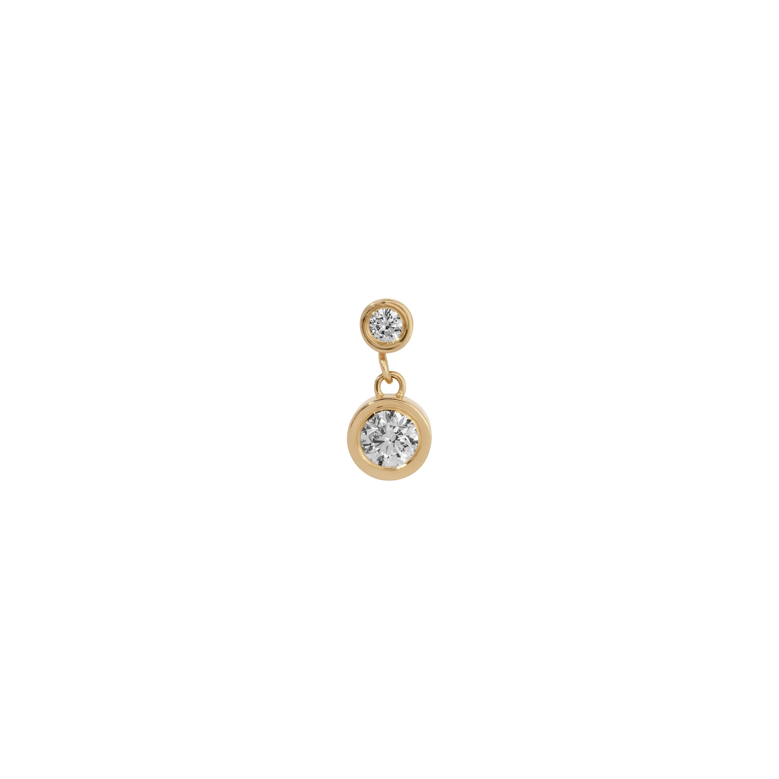 White Diamond 2 Bezel Dangle Earring (Single) (ready to ship option)*