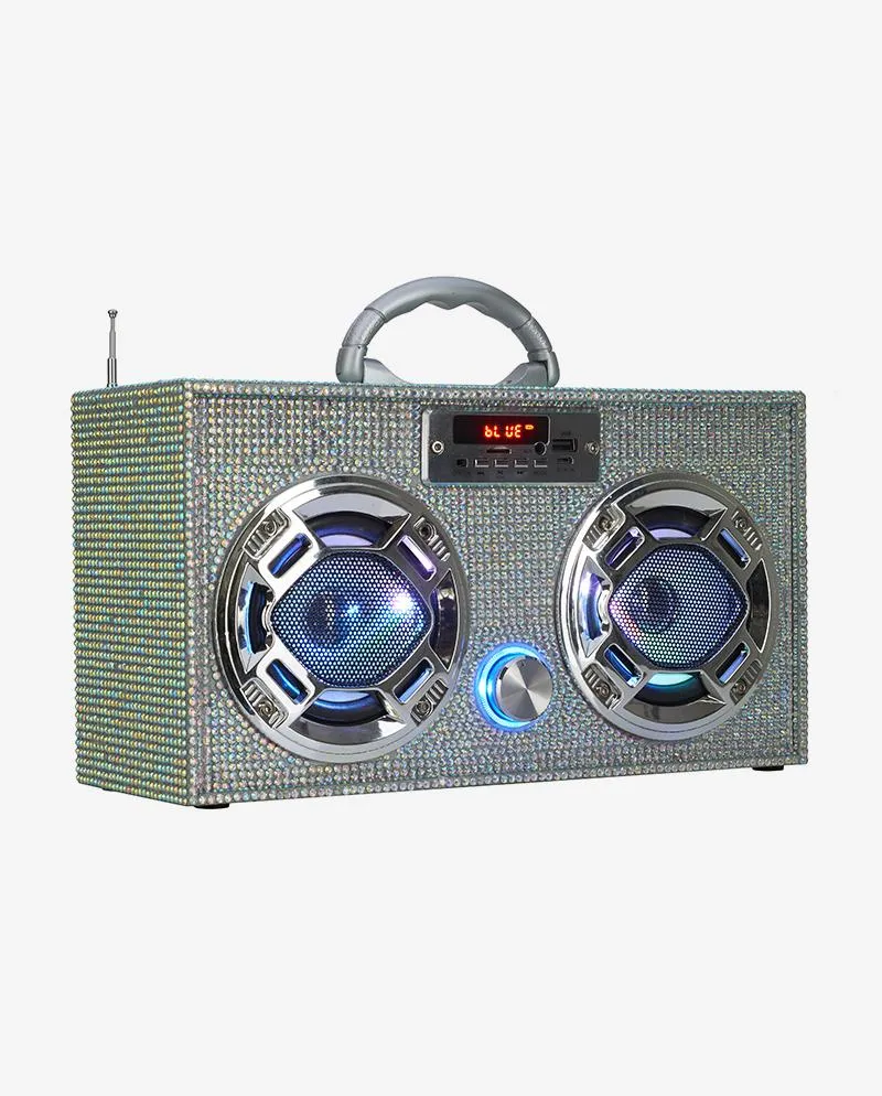 Wireless Bluetooth Iridescent Bling Retro Boombox