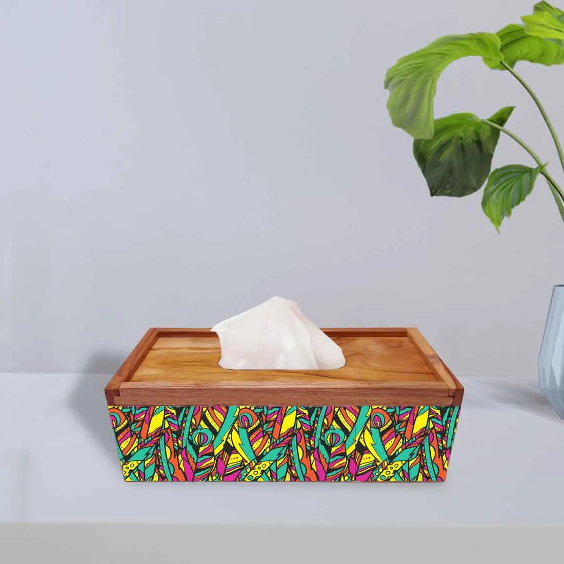 Wooden Tissue Box Cover Holder for Office Car - Multicolor