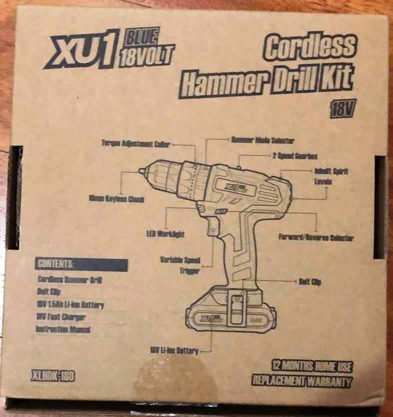 XU1 Blue XLHDK-18018Volt Cordless Hammer Drill Kit