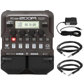 Zoom A1 Four Acoustic Instrument Multi-Effect Processor   Pig Hog Cable Accessory Kit